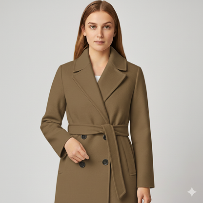 Coleen | Winter Coat - Double-Breasted Classic Outerwear with Waist Belt for Women