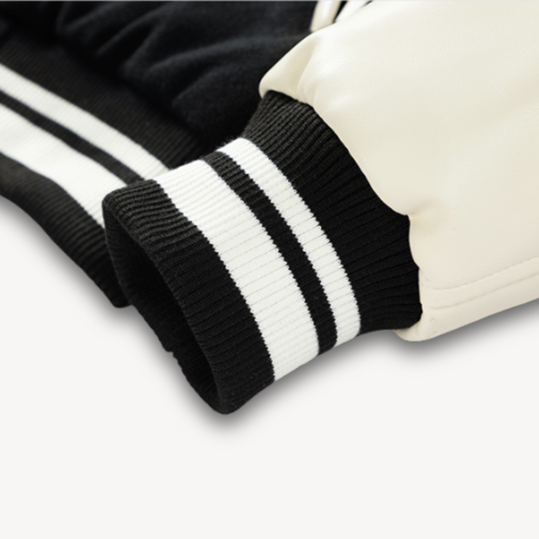 Men's Varsity Jacket - Wool Blend Body with Faux Leather Sleeves - Classic Letterman Style