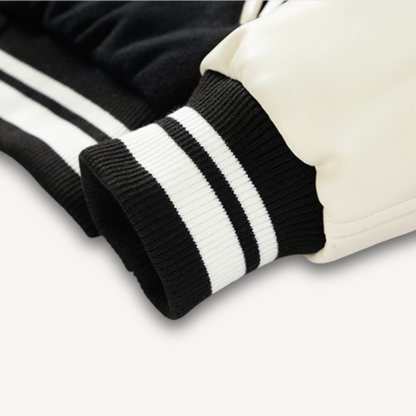Men's Varsity Jacket - Wool Blend Body with Faux Leather Sleeves - Classic Letterman Style
