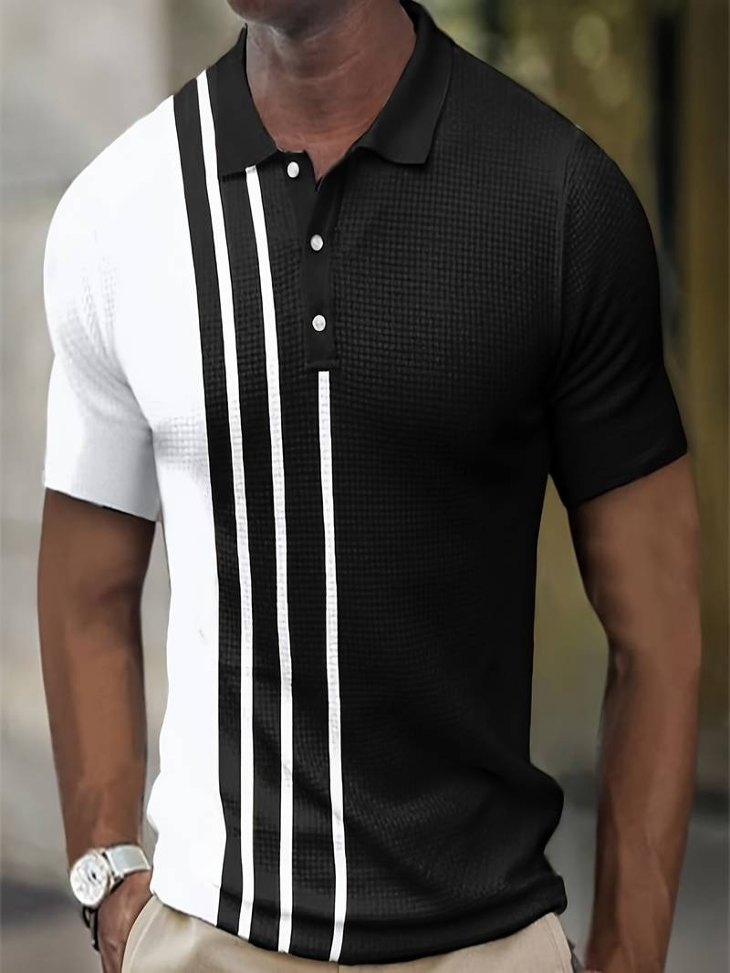 Noah Colorblocked Waffle and Stripe Shirt