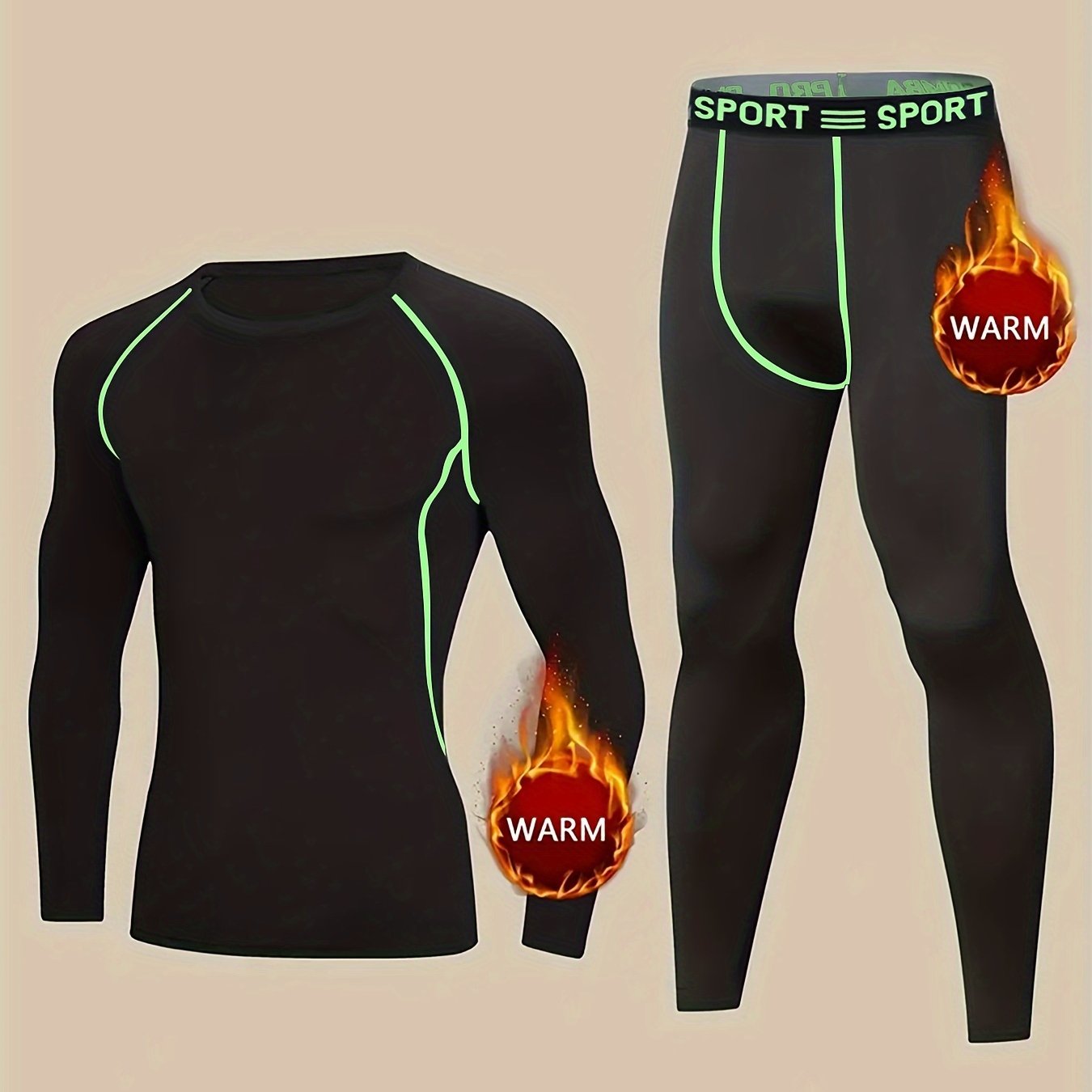 Men's Thermal Underwear Set – Fleece Lined Base Layer for Winter Sports, Skiing & Hunting