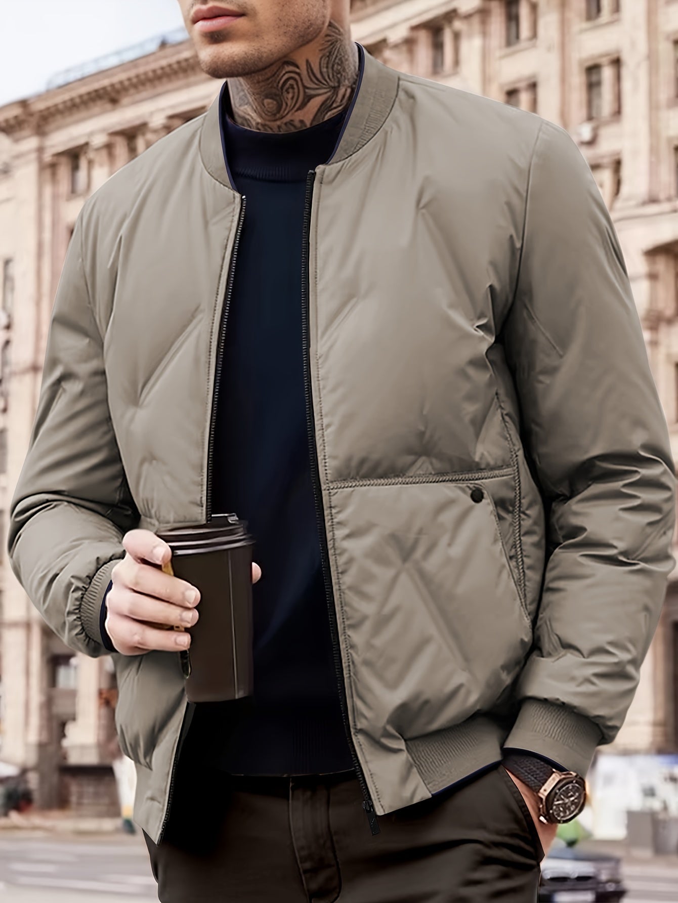 Warm Waterproof Mens Puffer Jacket for Outdoor Use