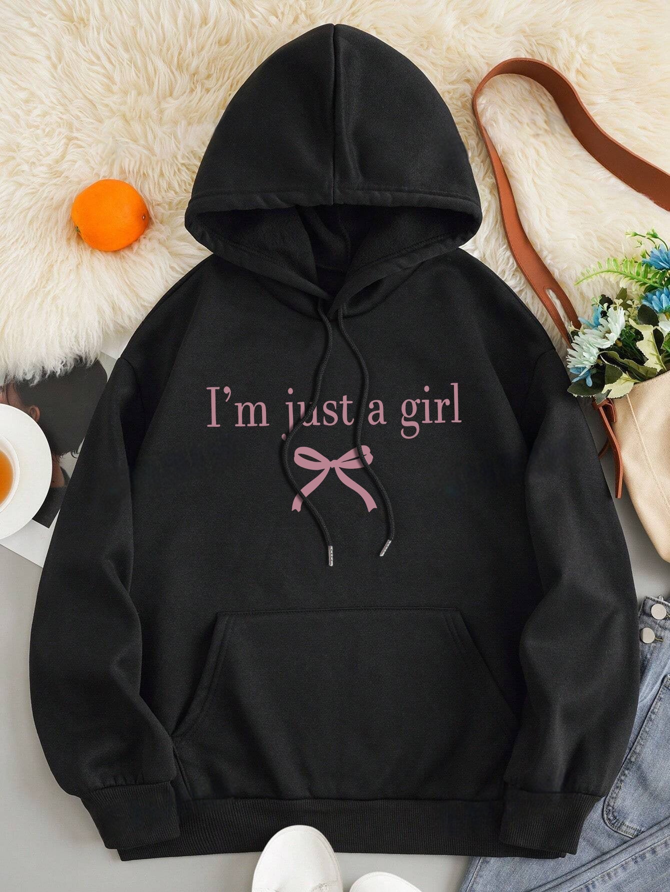Comfy Women's Large Hoodie with Fun Graphic Print - BritishElegance
