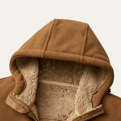 Men’s Hooded Sherpa Lined Full Zip Fleece Jacket