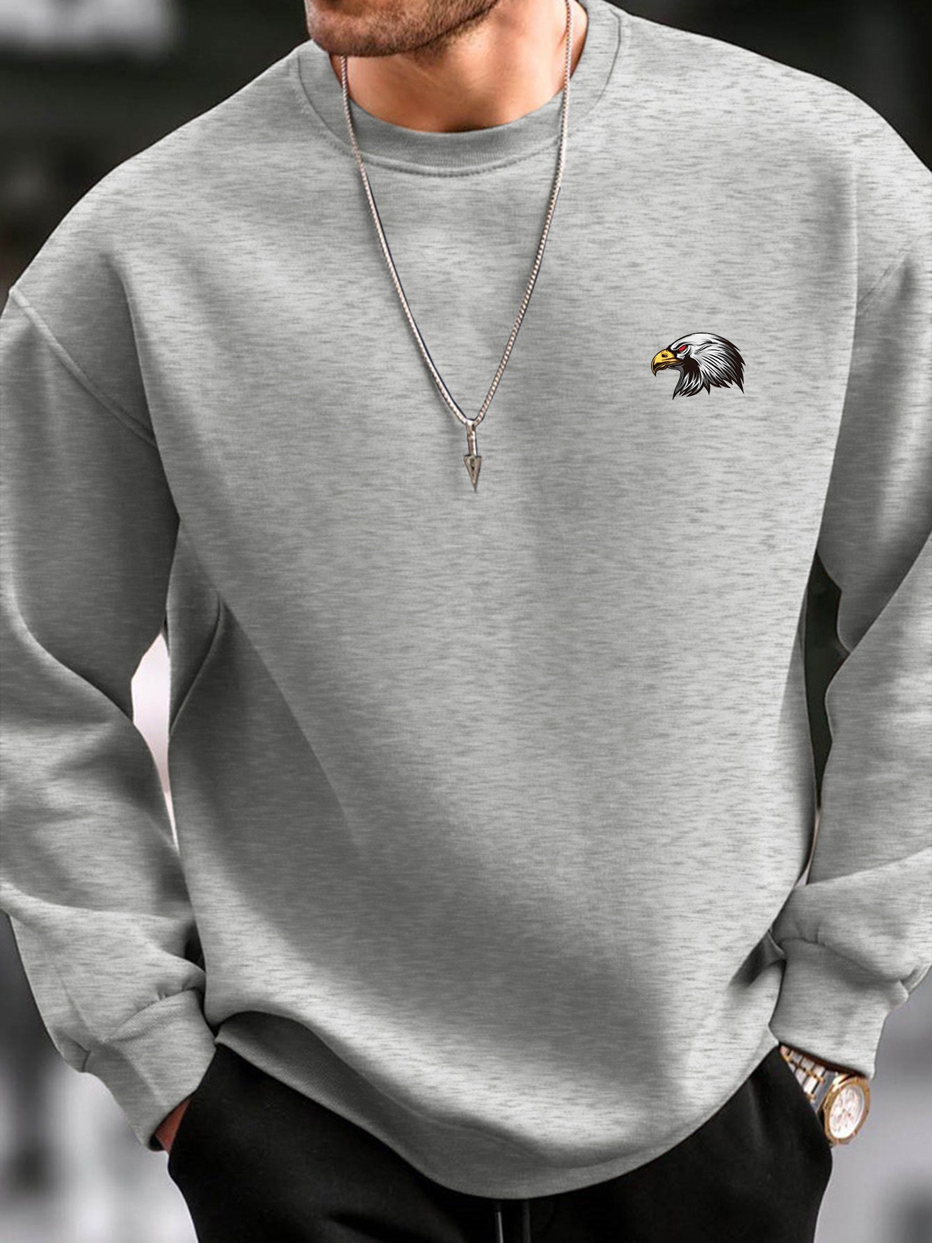 Cozy Winter Eagle Graphic Sweatshirt - BritishElegance