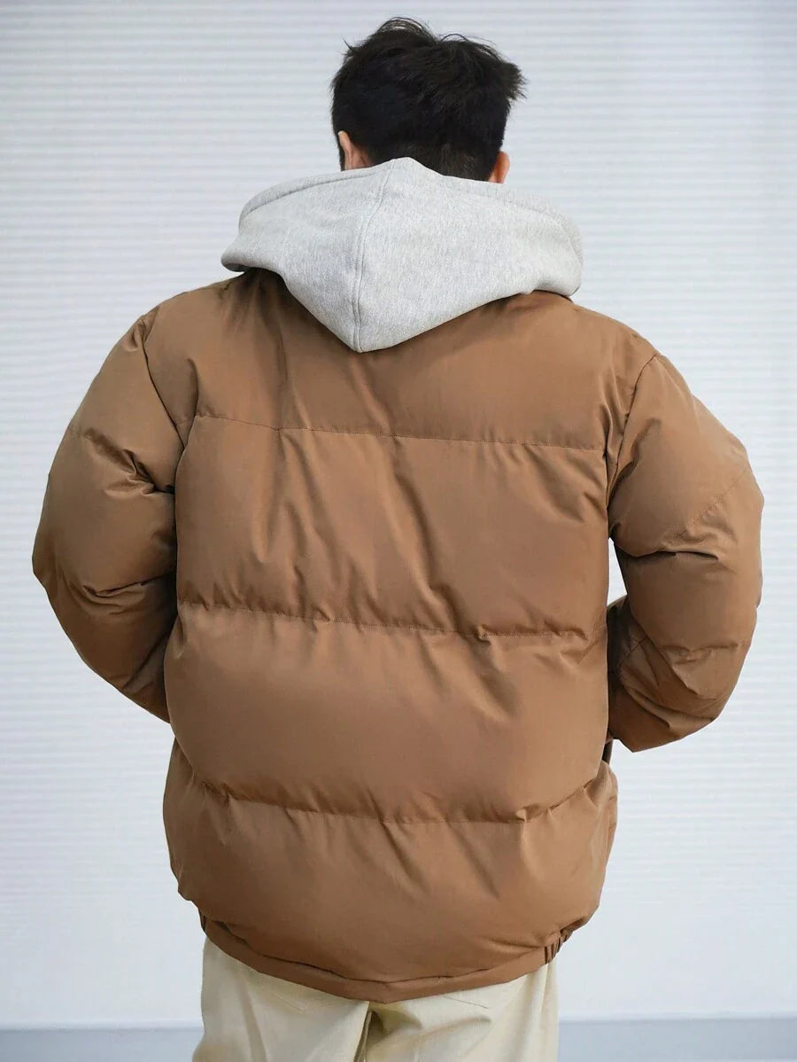 Padded Hooded Jacket Khaki