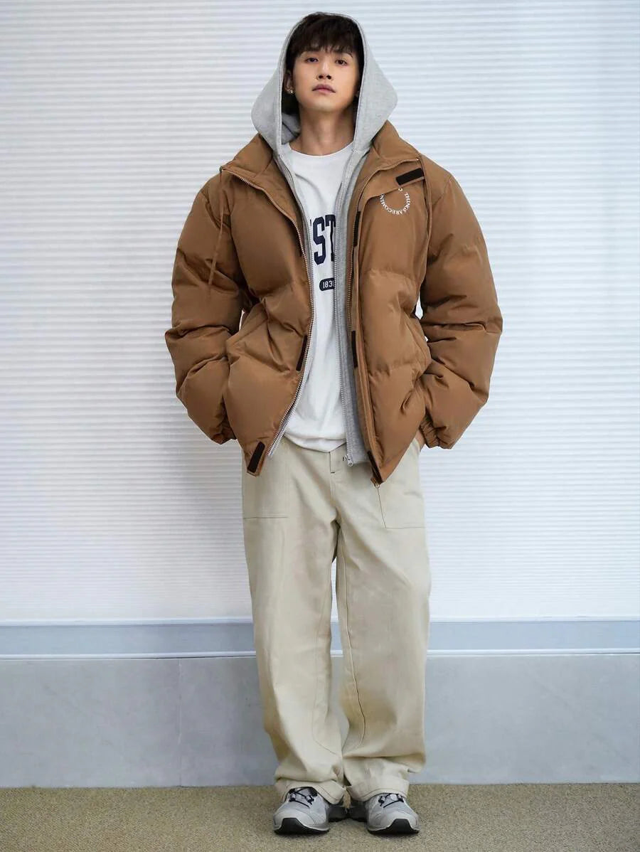 Padded Hooded Jacket Khaki