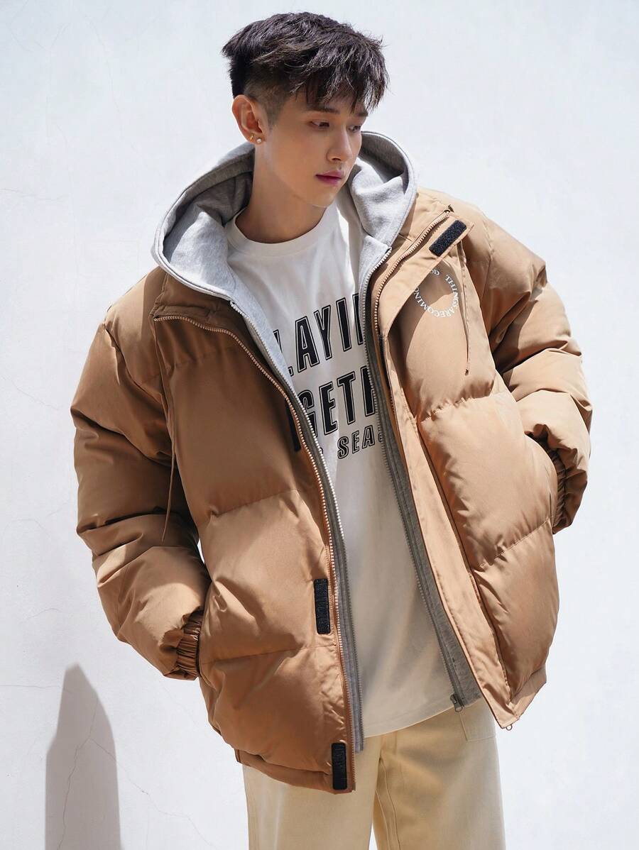 Padded Hooded Jacket Khaki