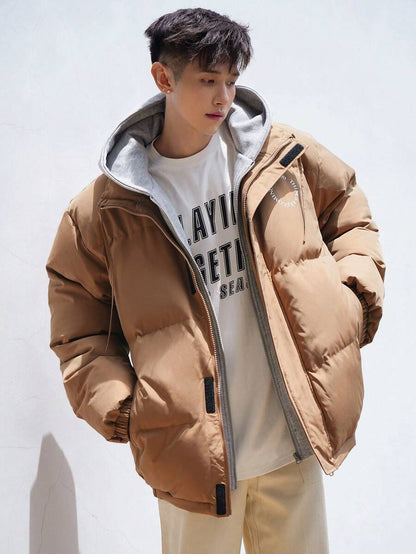Padded Hooded Jacket Khaki