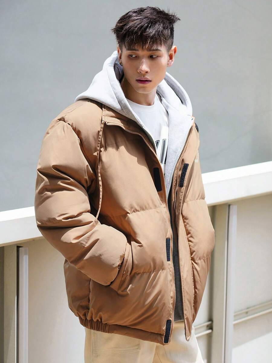 Padded Hooded Jacket Khaki