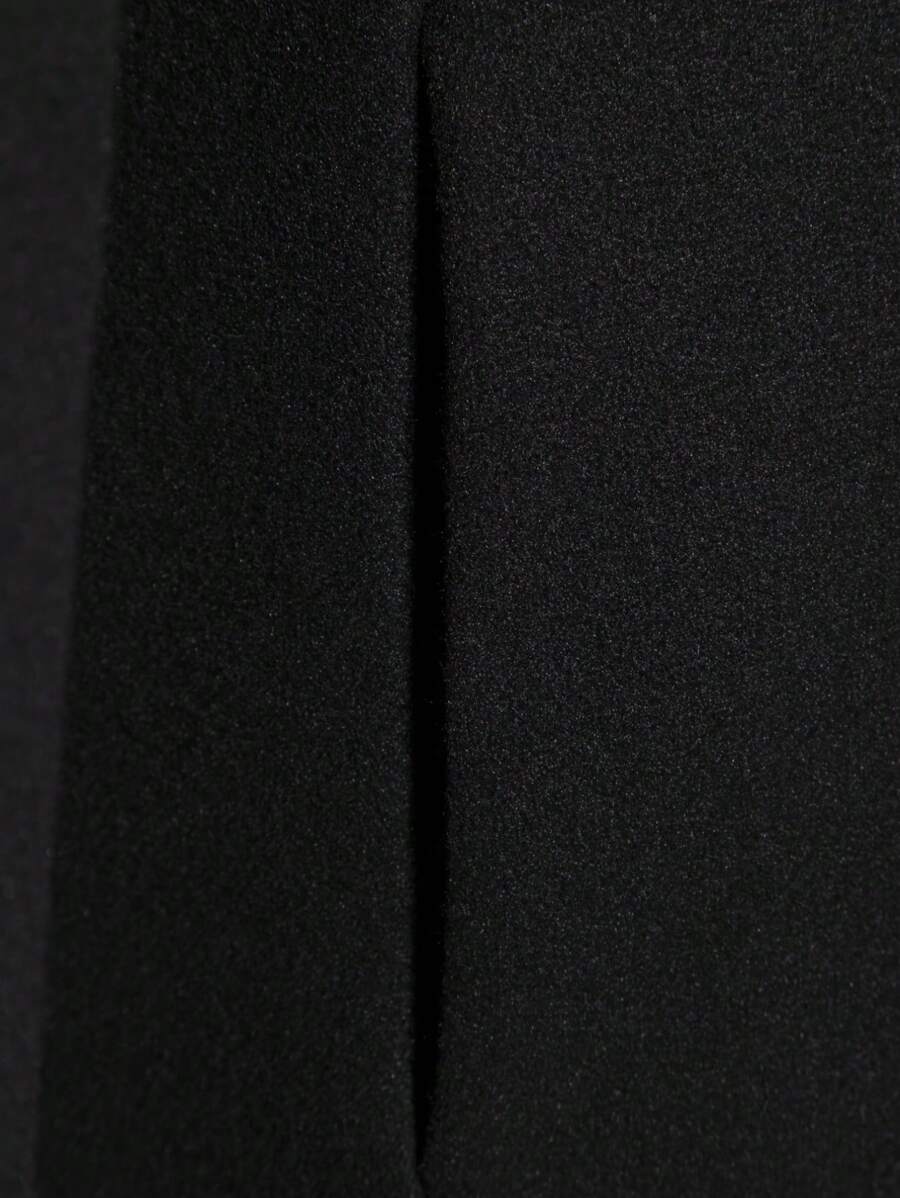 Solid Woolen Overcoat Black