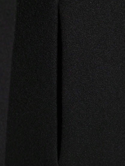 Solid Woolen Overcoat Black
