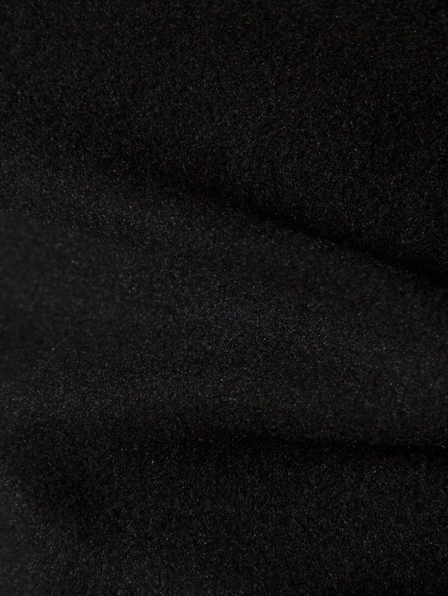 Solid Woolen Overcoat Black