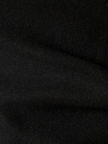 Solid Woolen Overcoat Black