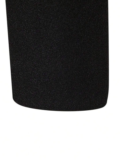 Solid Woolen Overcoat Black