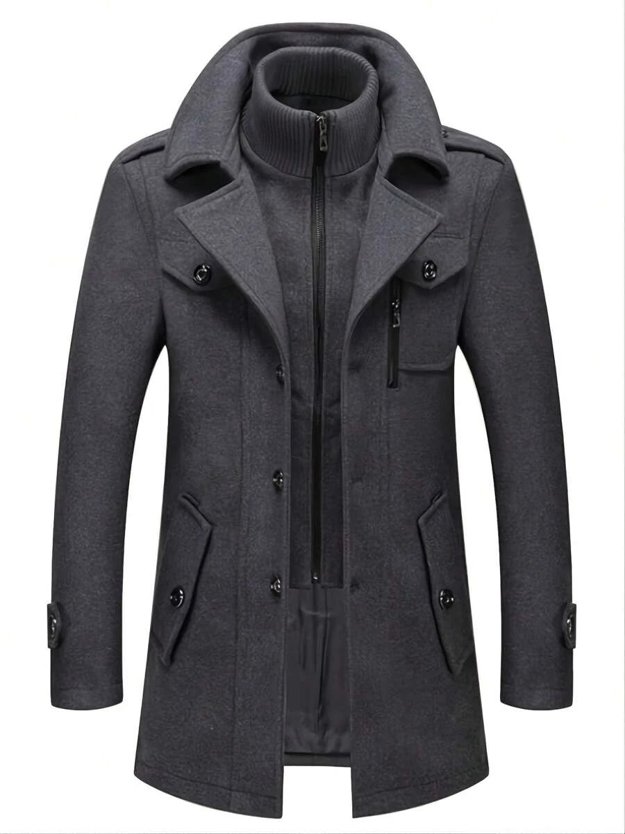 Slim Woolen Business Coat Gray