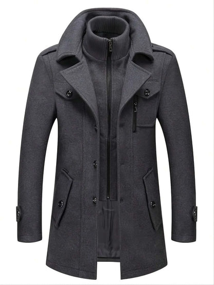 Slim Woolen Business Coat Gray
