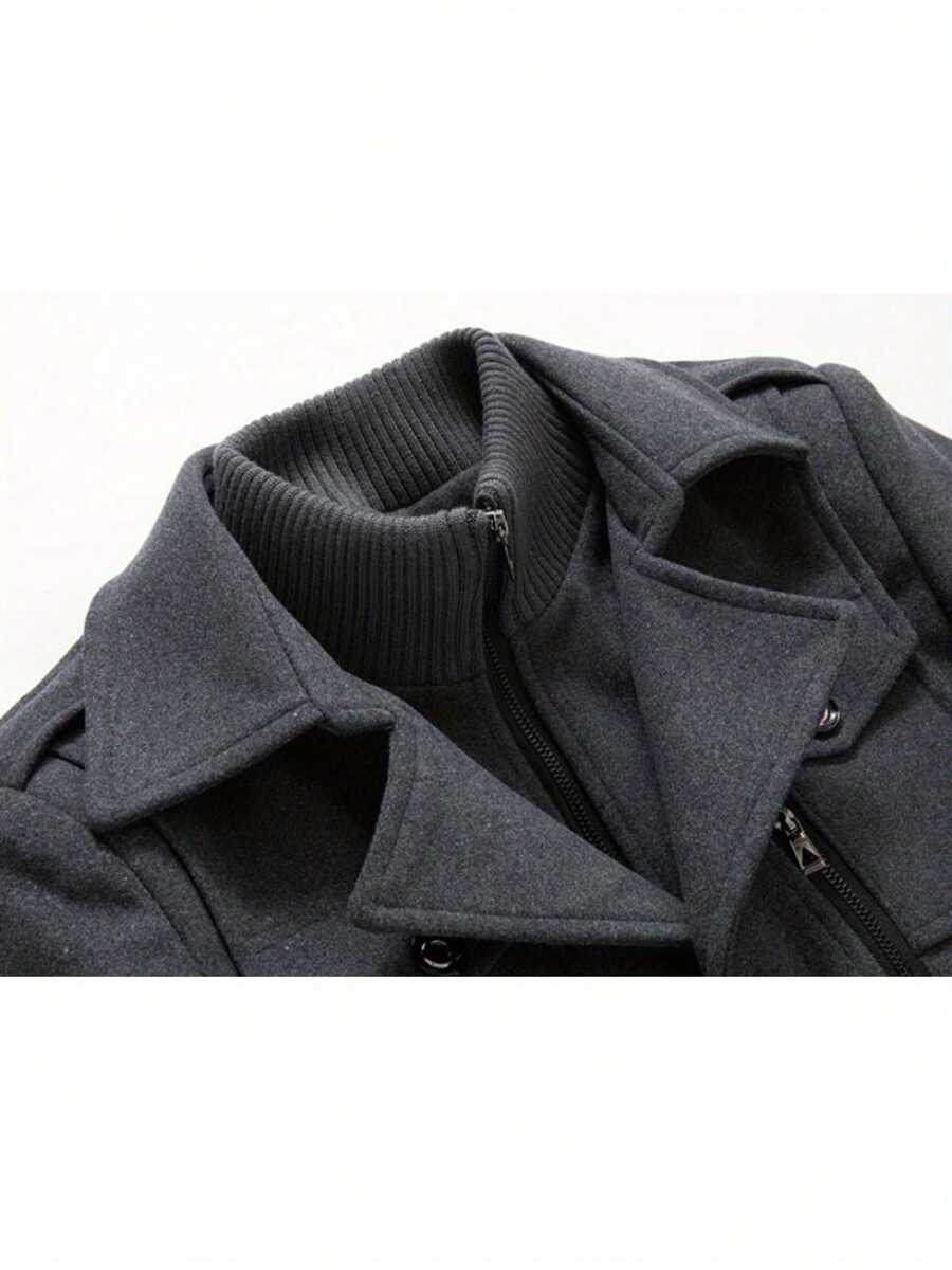 Men’s Military Inspired Wool Blend Mid Thigh Topcoat
