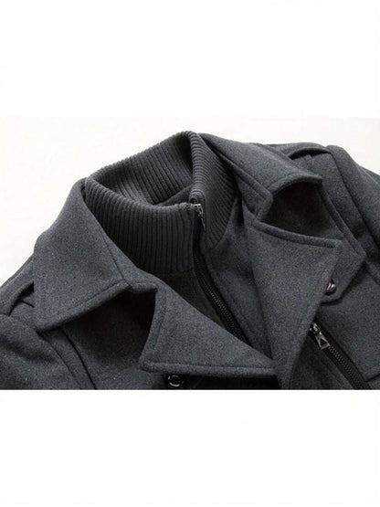 Men’s Military Inspired Wool Blend Mid Thigh Topcoat