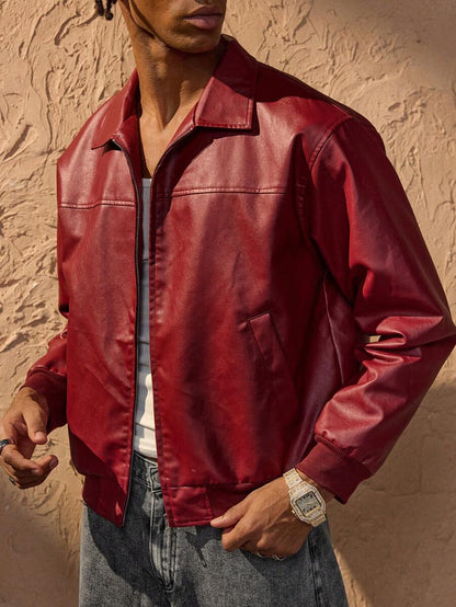 Red PU Leather Jacket