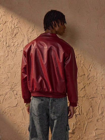 Red PU Leather Jacket
