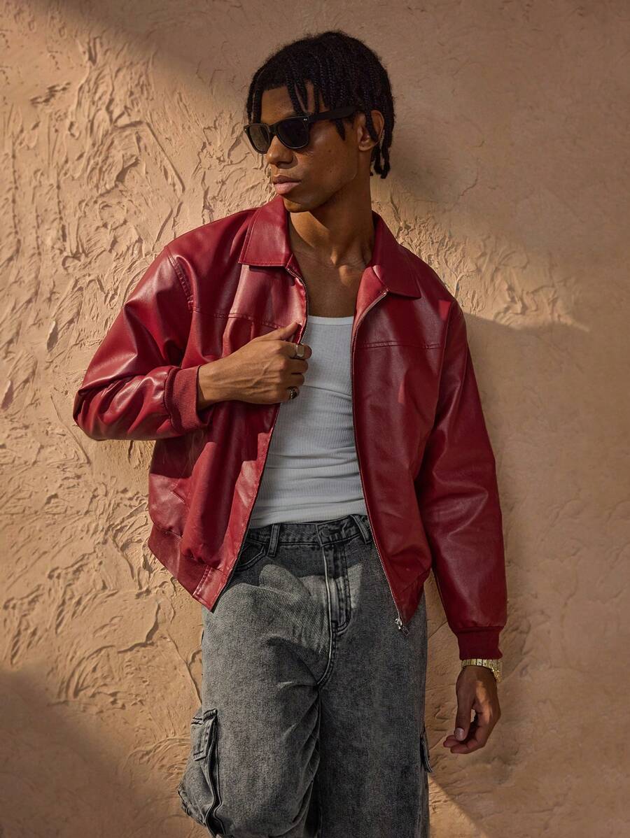 Red PU Leather Jacket