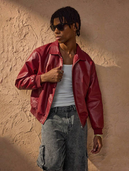 Red PU Leather Jacket