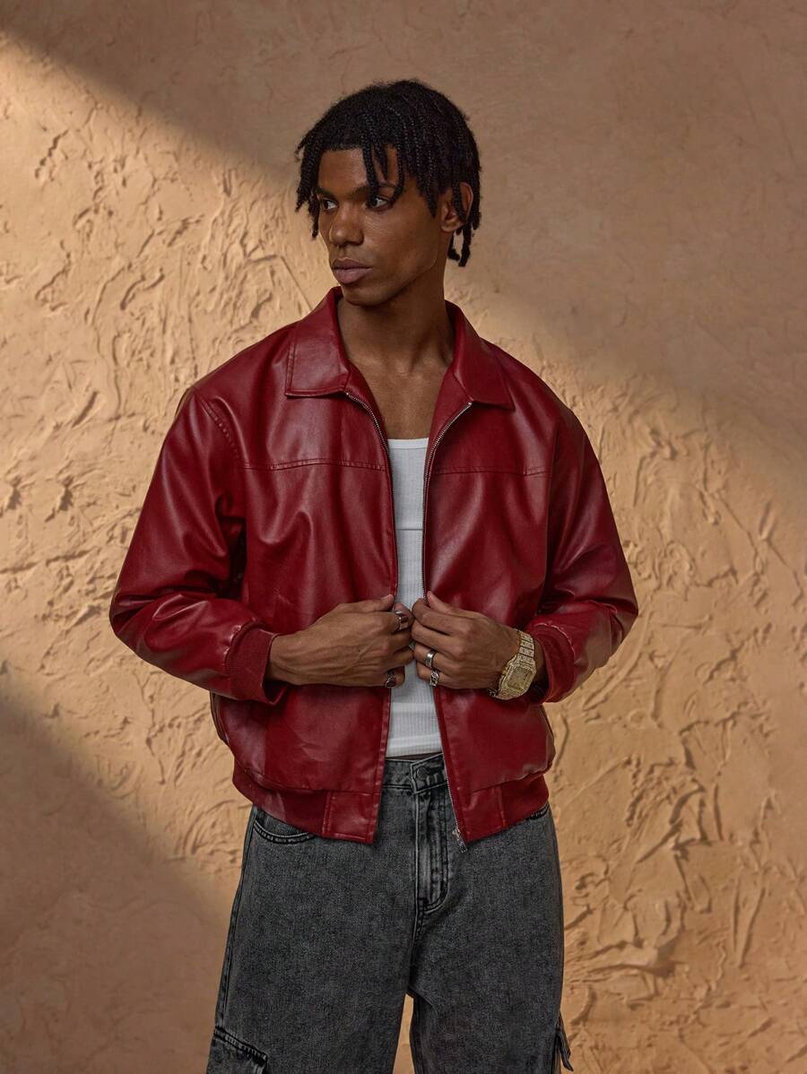 Red PU Leather Jacket