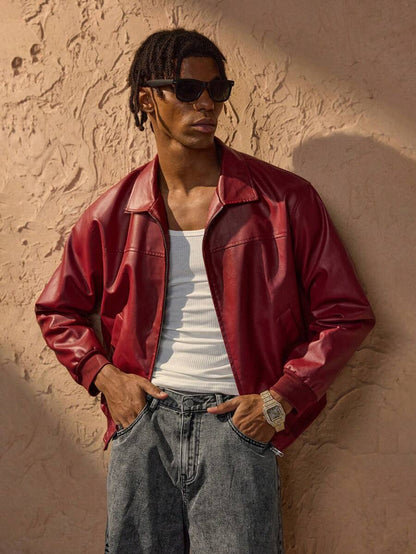 Red PU Leather Jacket