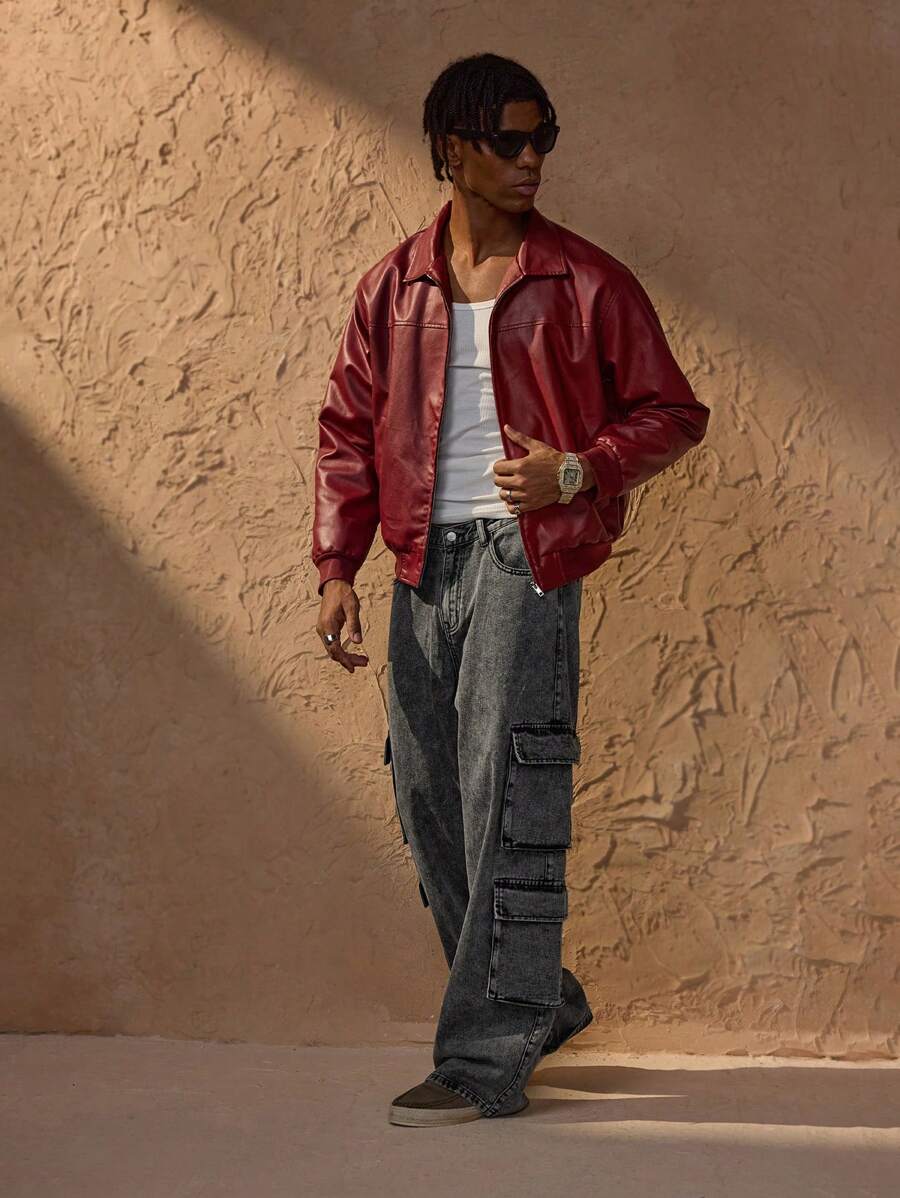 Red PU Leather Jacket