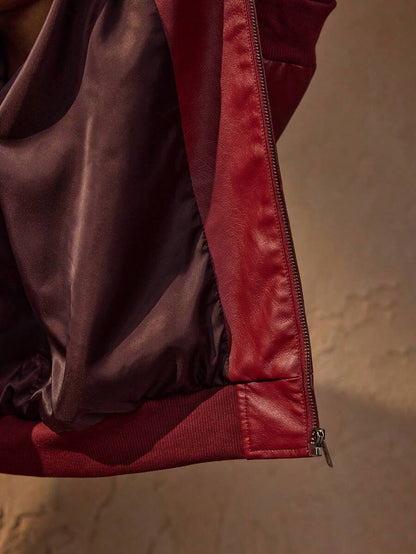 Red PU Leather Jacket