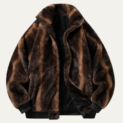 The Lucca Men’s Soft Plush Zip Up Fur Fleece Jacket