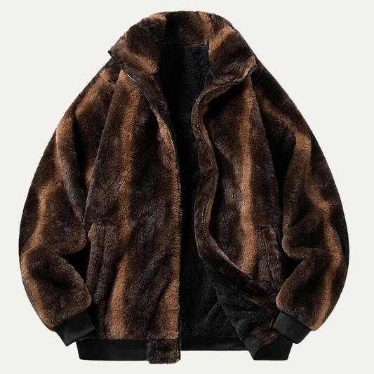 The Lucca Men’s Soft Plush Zip Up Fur Fleece Jacket