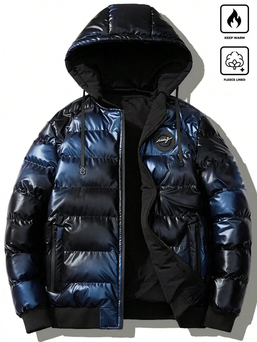Padded Hooded Coat Blue