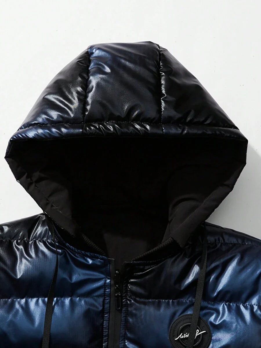 Padded Hooded Coat Blue