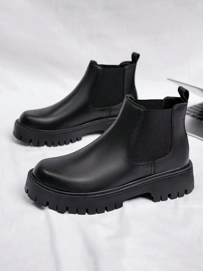 Black High-Top Casual Boots