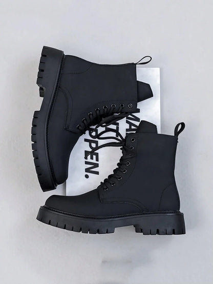 Vintage Black Combat Orthopedic Boots with side zip