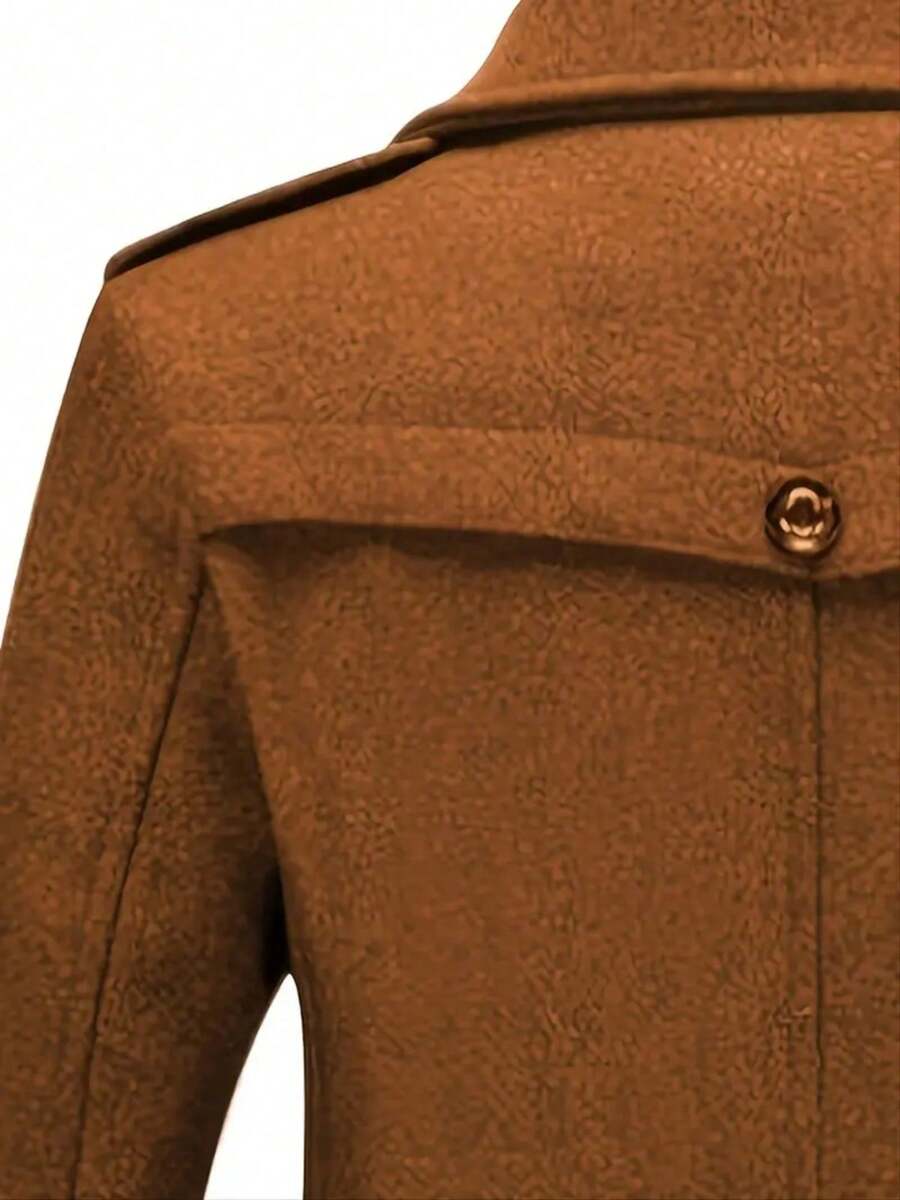 Men’s Military Inspired Wool Blend Mid Thigh Topcoat