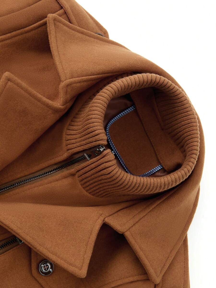 Men’s Military Inspired Wool Blend Mid Thigh Topcoat