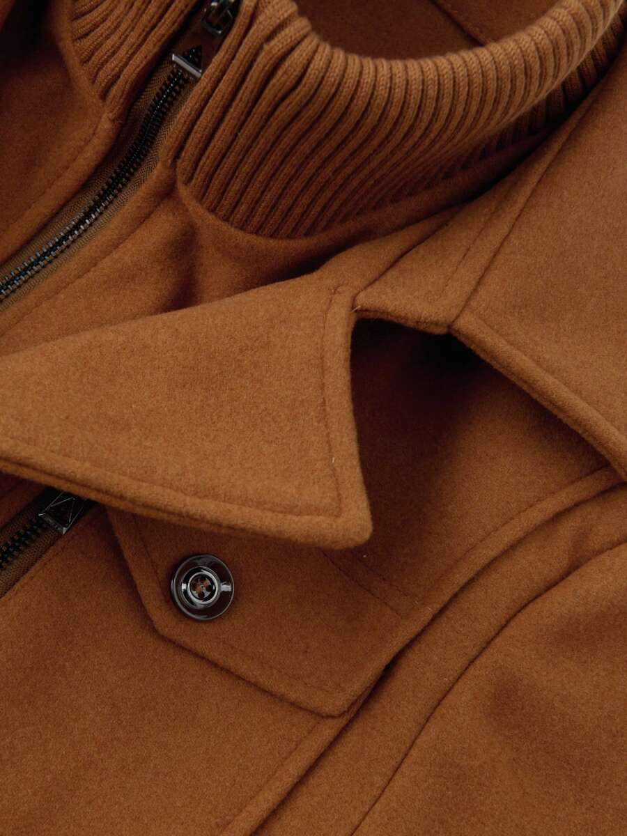 Men’s Military Inspired Wool Blend Mid Thigh Topcoat