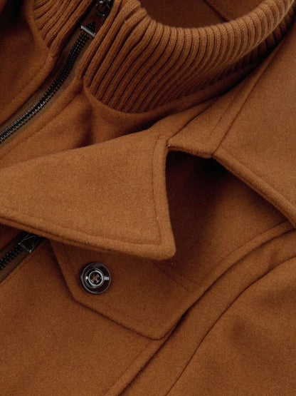 Men’s Military Inspired Wool Blend Mid Thigh Topcoat