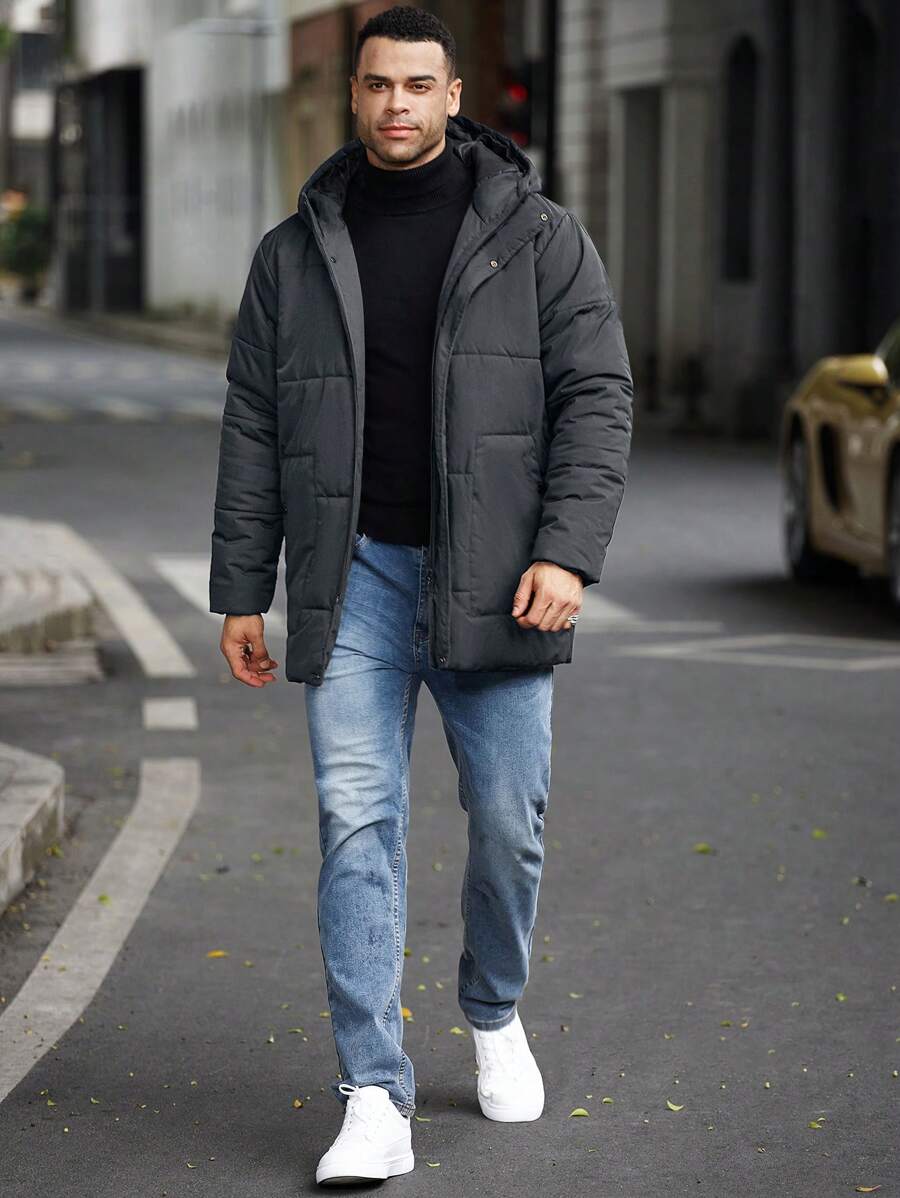 Padded Hooded Jacket Black