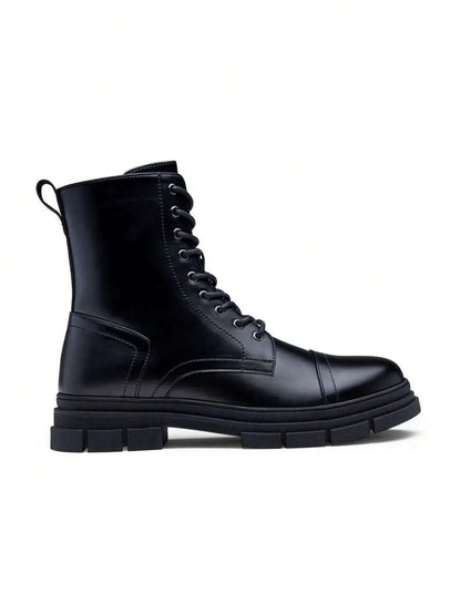 Black Combat Orthopedic Boots High Top with side zip