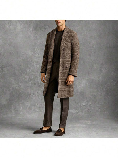 Warm Plaid Mens Winter Coat - Classic Fit Overcoat