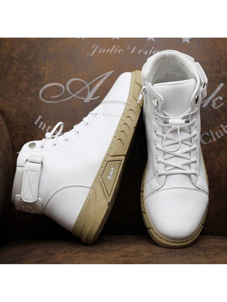 Black High-Top Leather Orthopedic Boots with side zip