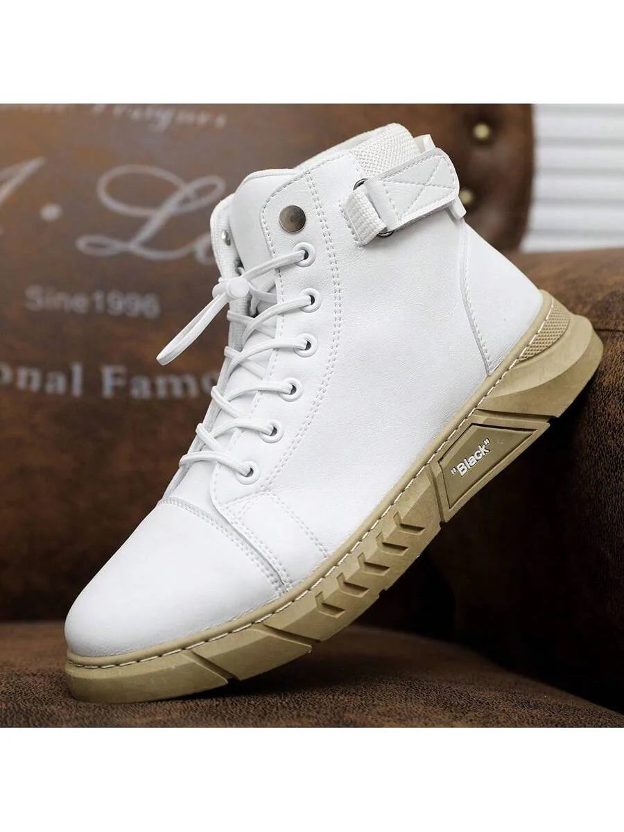 Black High-Top Leather Orthopedic Boots with side zip