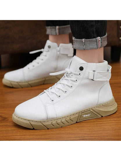 Black High-Top Leather Orthopedic Boots with side zip