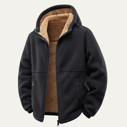 Men’s Hooded Sherpa Lined Full Zip Fleece Jacket
