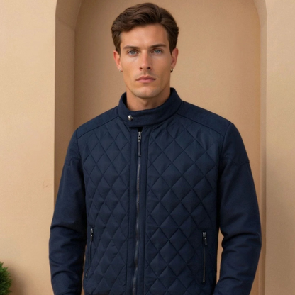 The Evoque Men’s Quilted Navy Jacket – Luxury Old Money Style