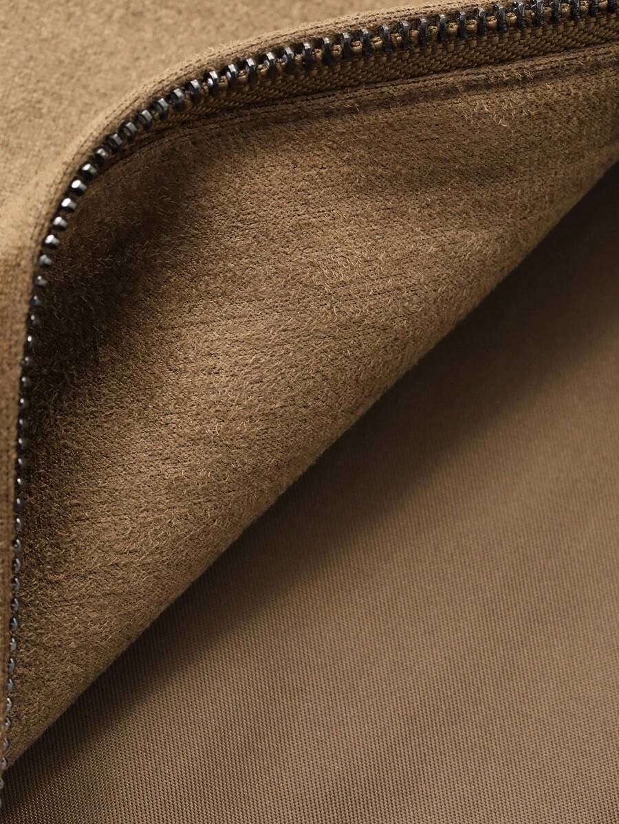 Brown Suede Faux Fur Jacket